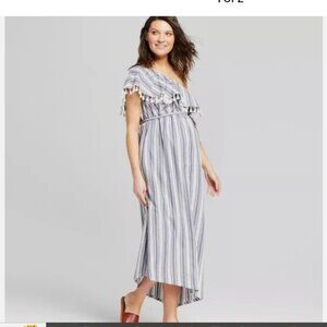 Isabel Maternity | One- shoulder  ruffle  Dress size small  stripe